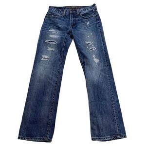 American Eagle Outfitters Distressed Original Straight Jeans Blue Sz 29x32
